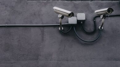 picture of security cameras on a grey wall 1024x682