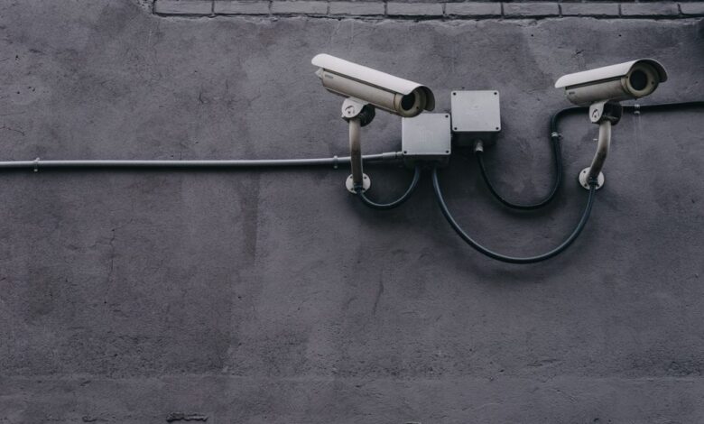 picture of security cameras on a grey wall 1024x682