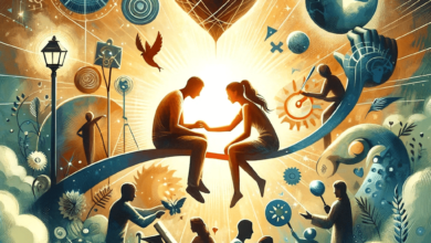 DALL·E 2023 12 27 17.15.20 A conceptual illustration representing solutions and reconnection in a relationship. The image should depict a couple engaging in positive activities 3