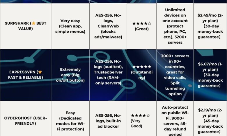 Infographic on best VPN
